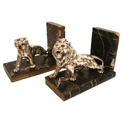 Pair of French Lion and Tiger Bookends