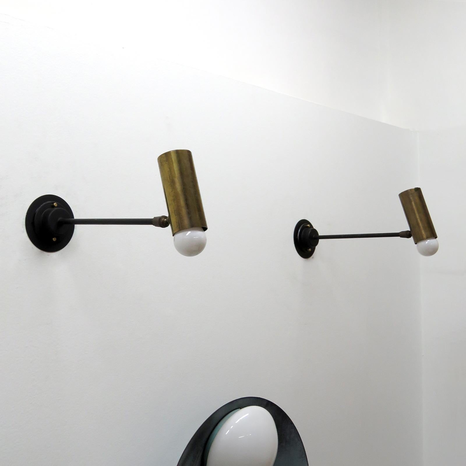 Mid-Century Modern Pair of French Longstem Wall Lights, 1950