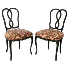 Pair of French Loop Back Chairs Style of Frances Elkins Refinished Reupholstered