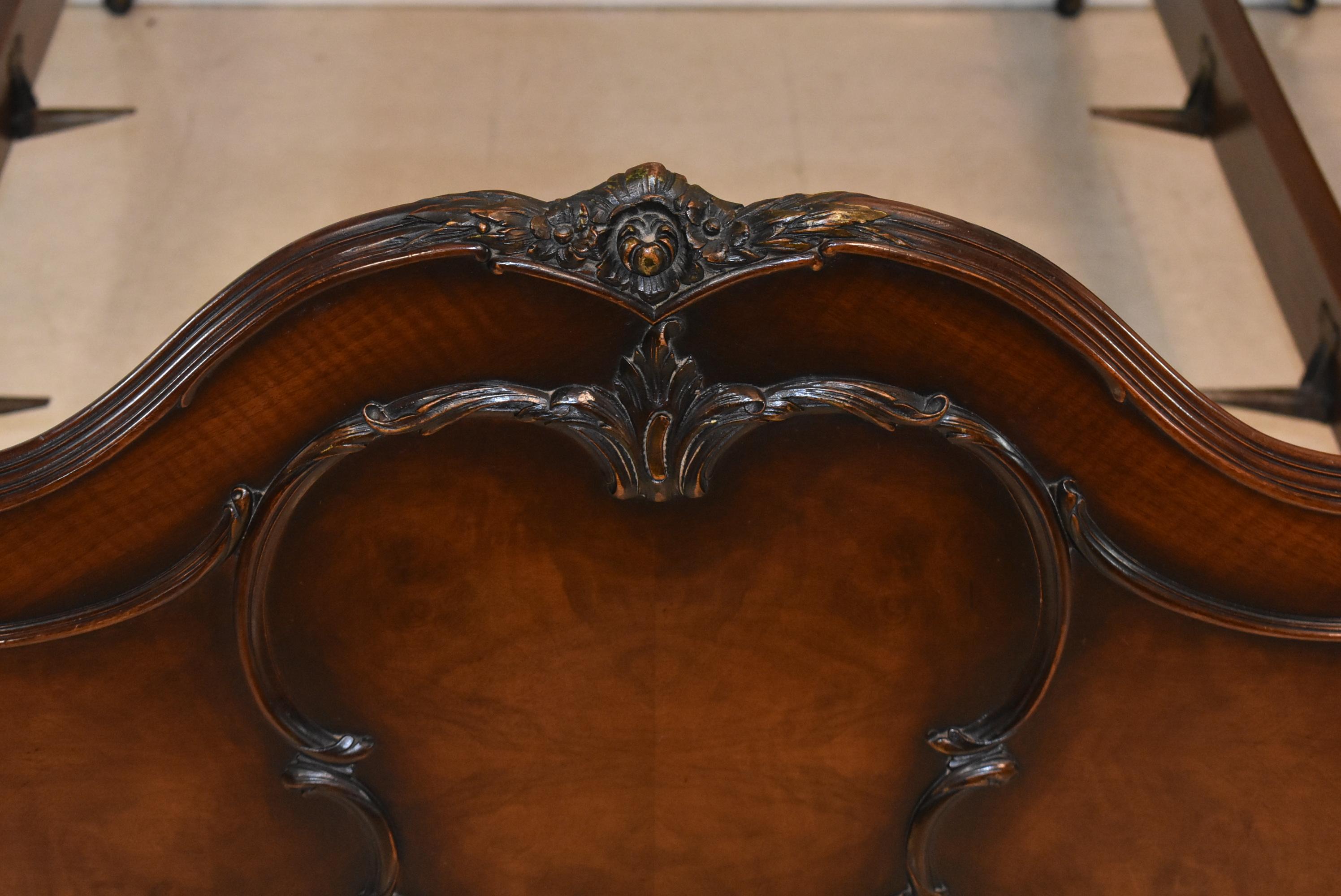 Louis XV Pair of French Louie XV Style Walnut Twin Bed Frames by Irwin Furniture