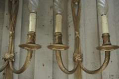 Pair of French Louis XVI Style Bronze Wall Sconces, circa 1920