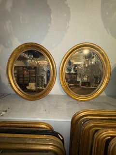 Pair of French Louis Philippe Giltwood Oval Mirrors