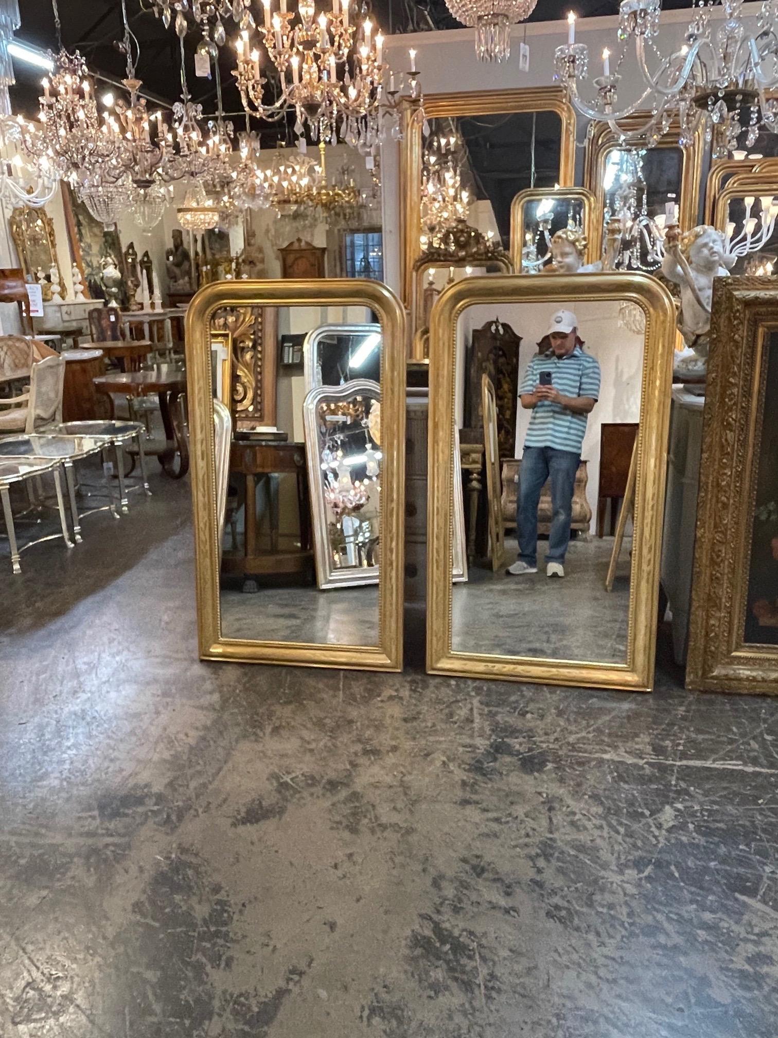 Gilt Pair of French Louis Philippe Gold Leaf Mirrors