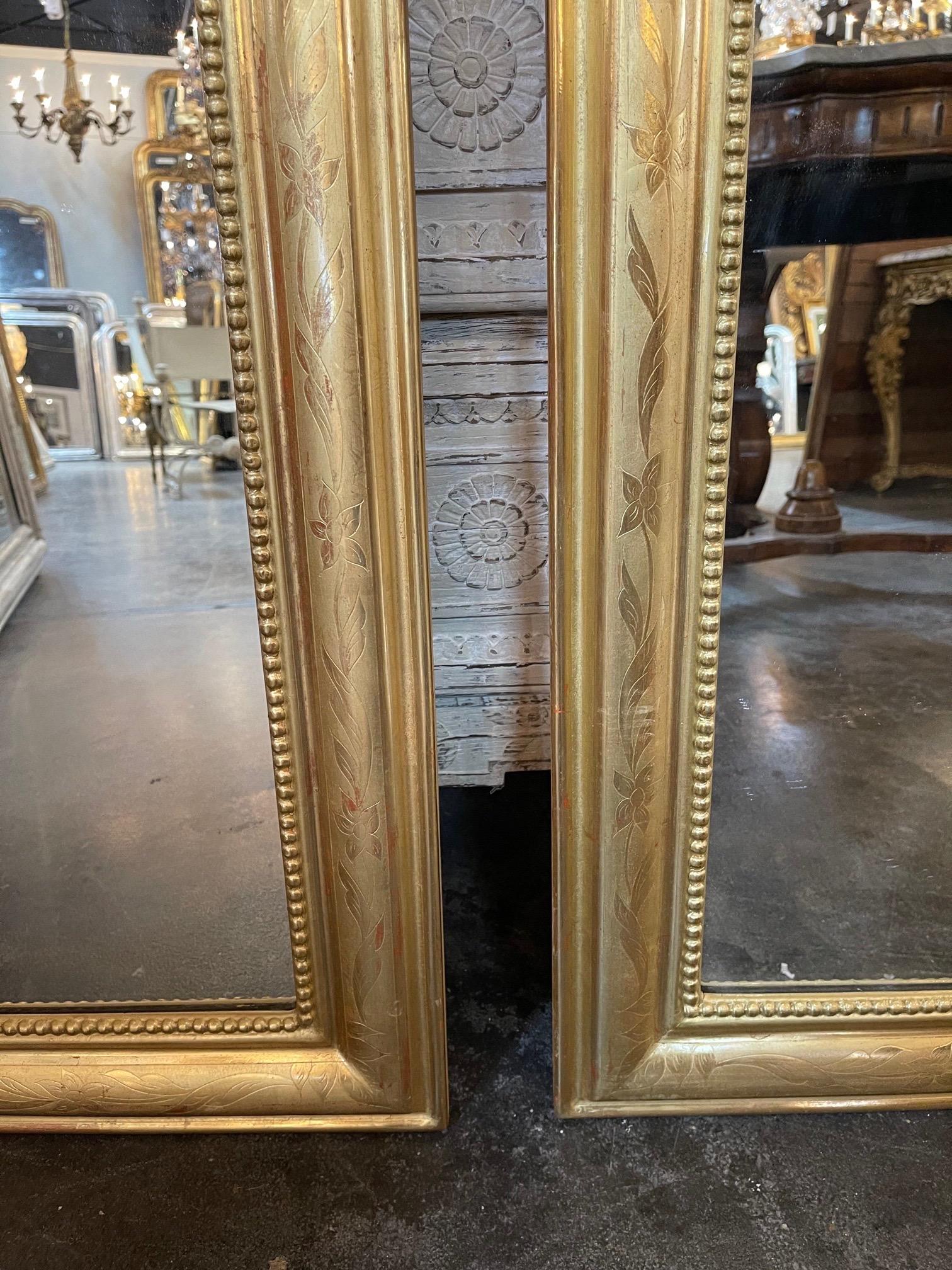 19th Century Pair of French Louis Philippe Gold Leaf Mirrors