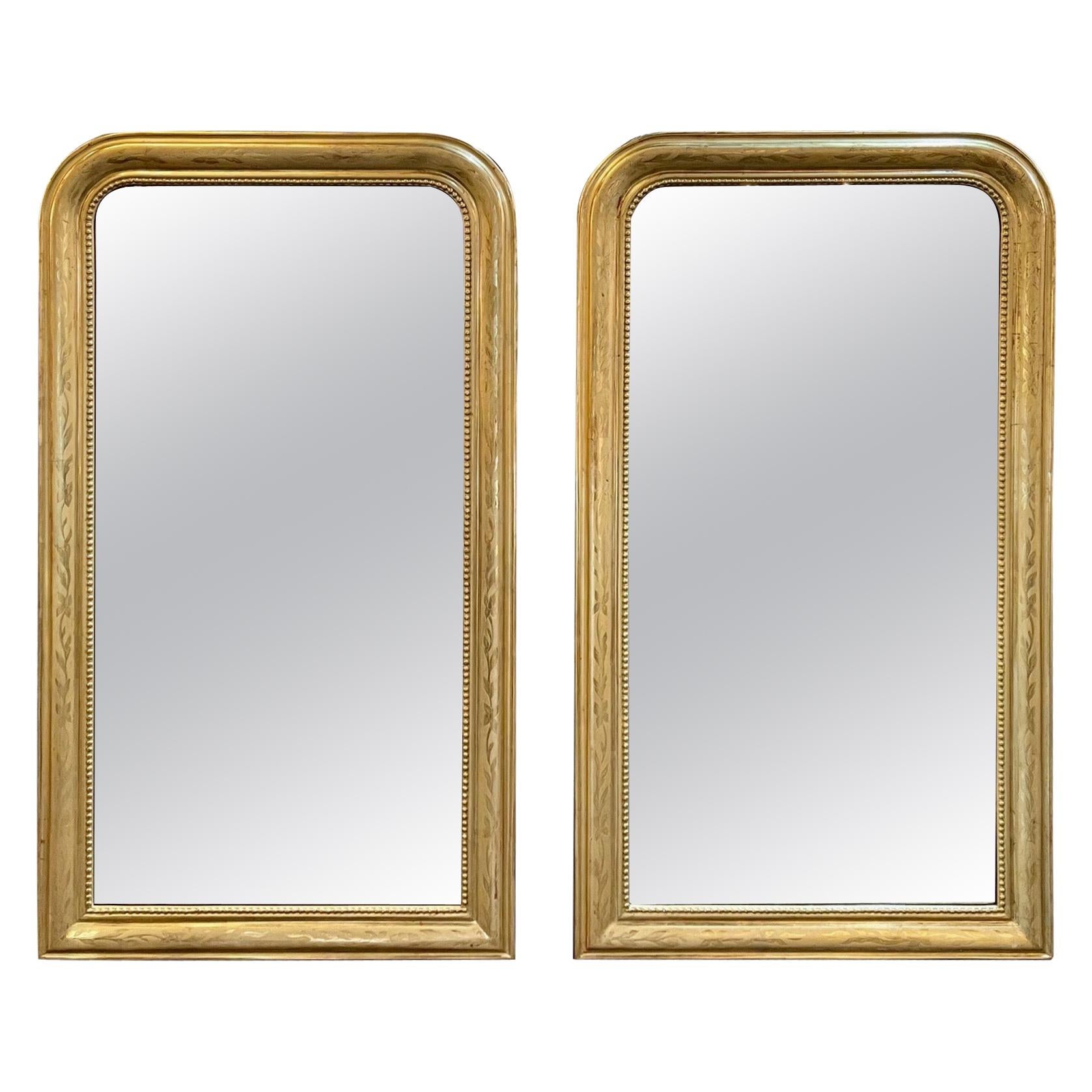 Pair of French Louis Philippe Gold Leaf Mirrors