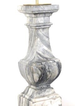 Pair of French Louis Philippe Gray Marble Balustrades Now Mounted as Lamps