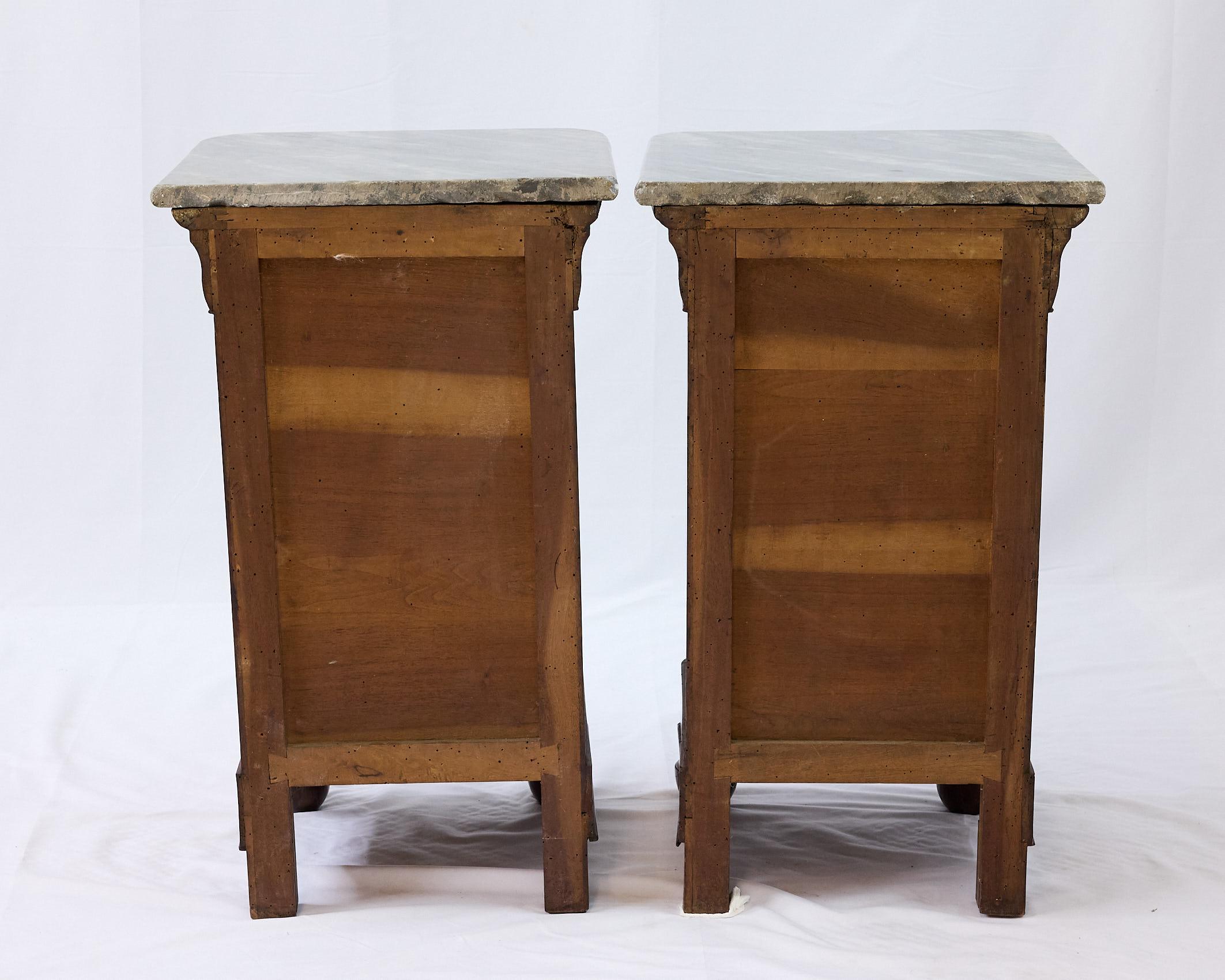 Pair of French Louis Philippe Marble Top Bedside Cabinets, 19th Century 1