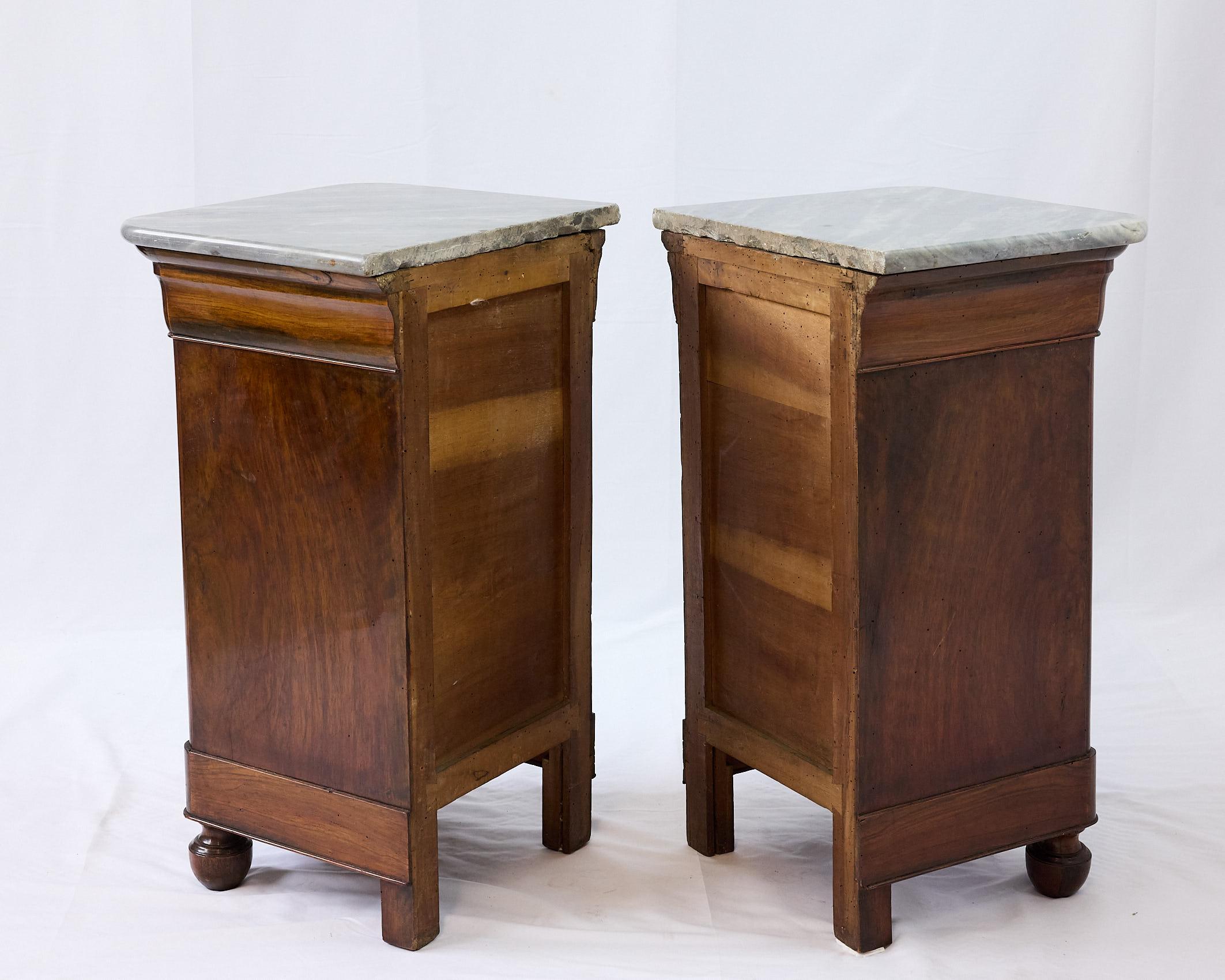 Pair of French Louis Philippe Marble Top Bedside Cabinets, 19th Century 2