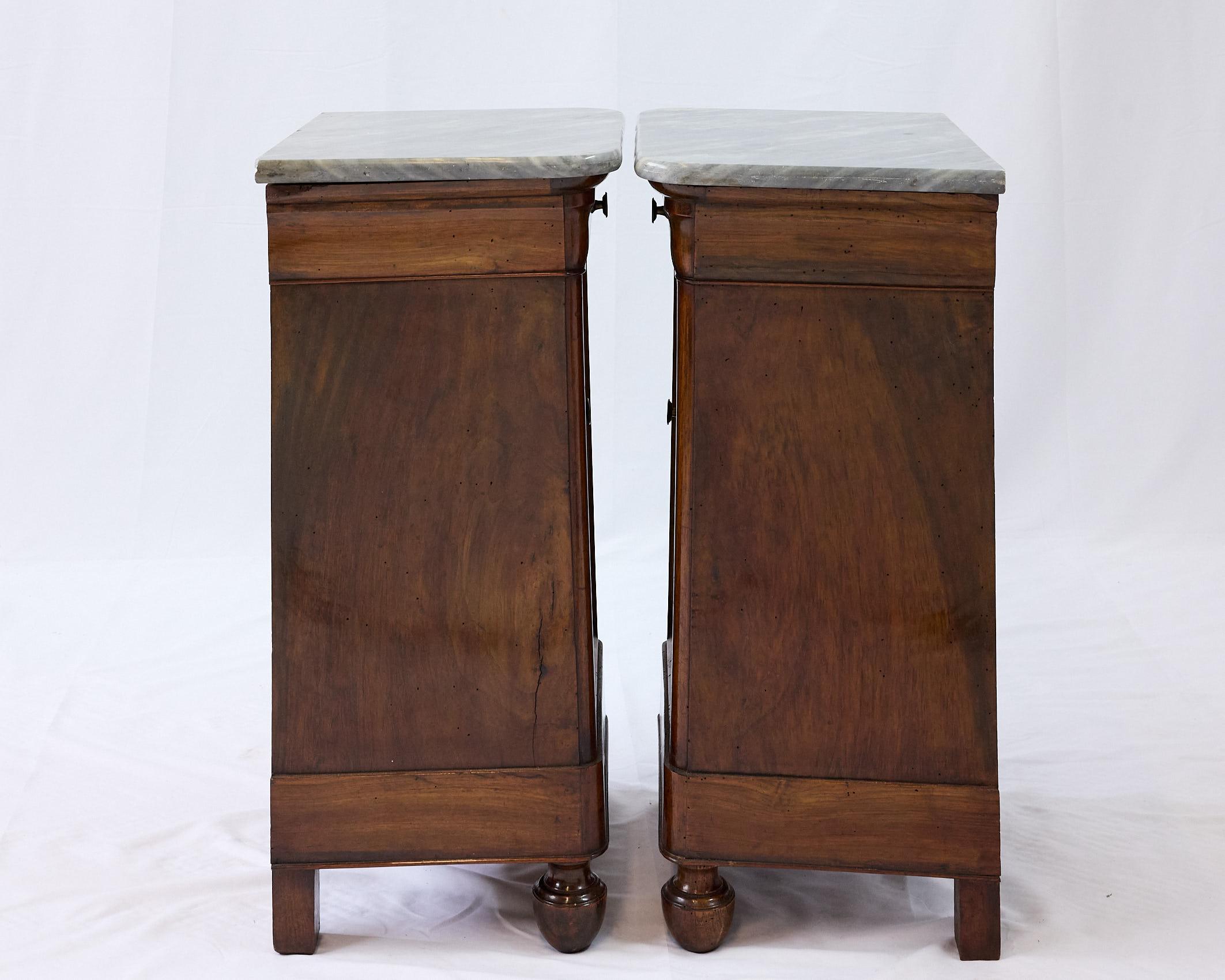 Pair of French Louis Philippe Marble Top Bedside Cabinets, 19th Century 3