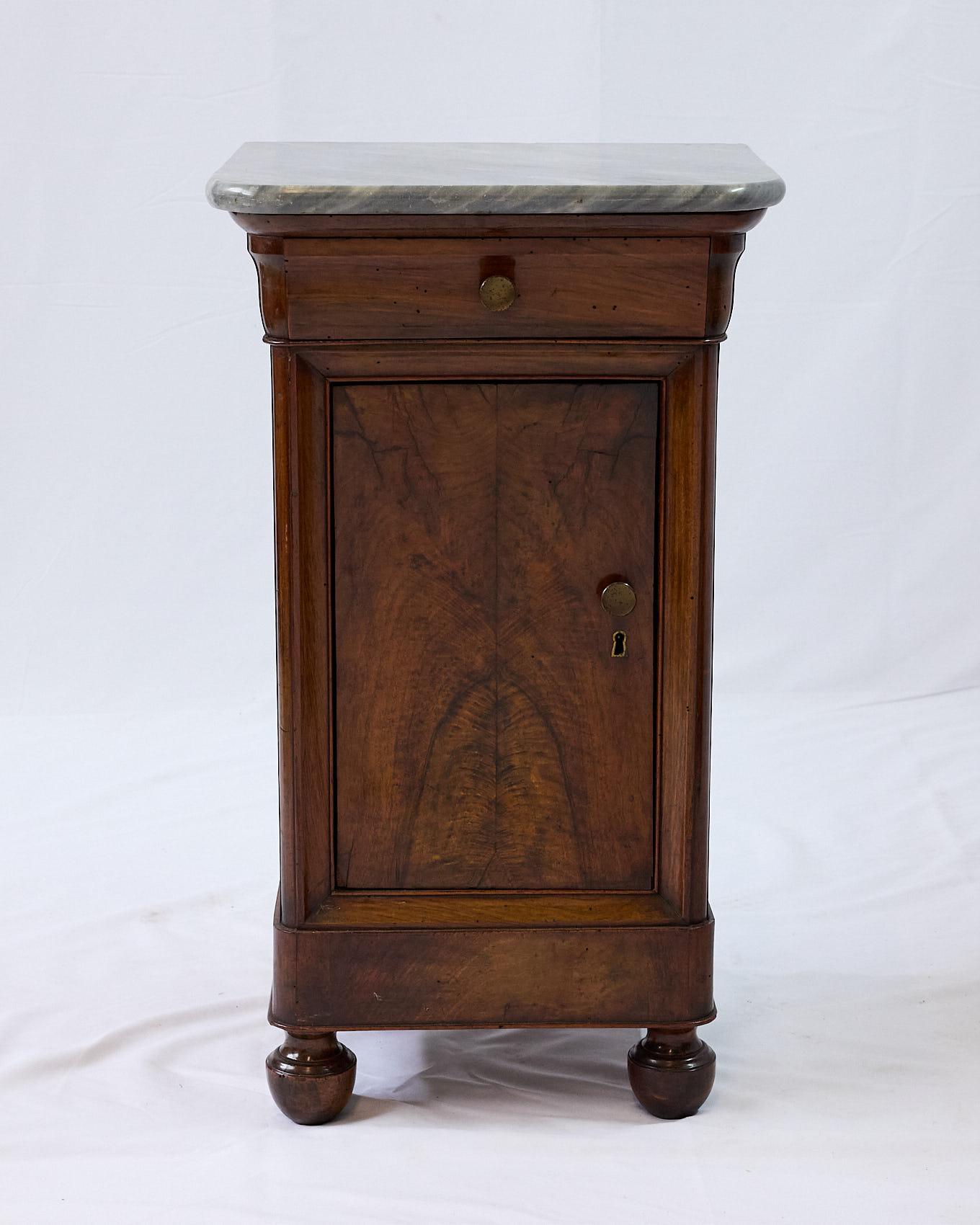 Pair of French Louis Philippe Marble Top Bedside Cabinets, 19th Century 5