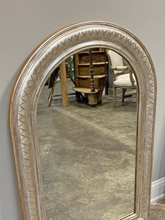 Pair of French Louis Philippe Style Arched Silver Gilt Mirrors