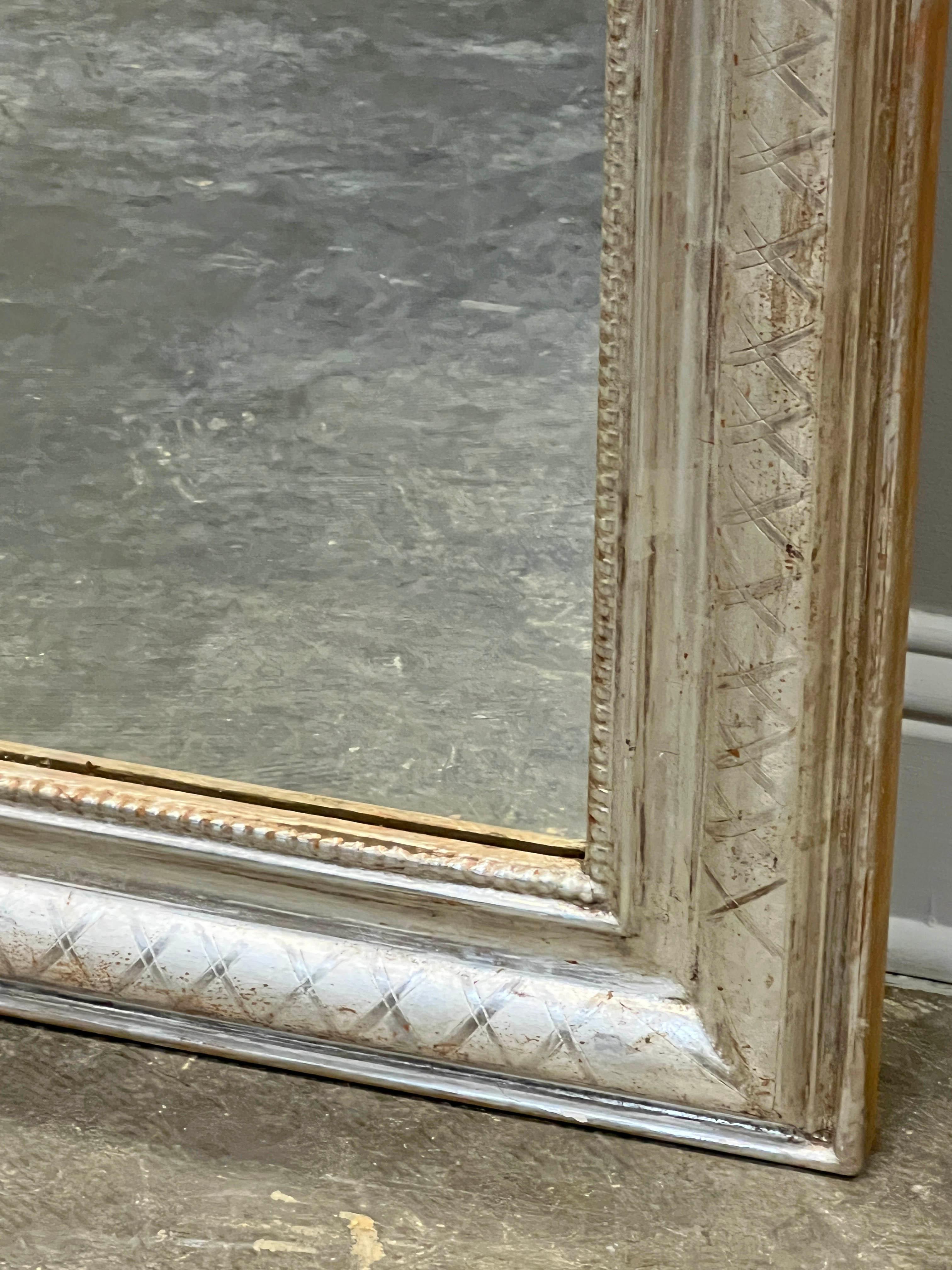 19th Century Pair of French Louis Philippe Style Arched Silver Gilt Mirrors