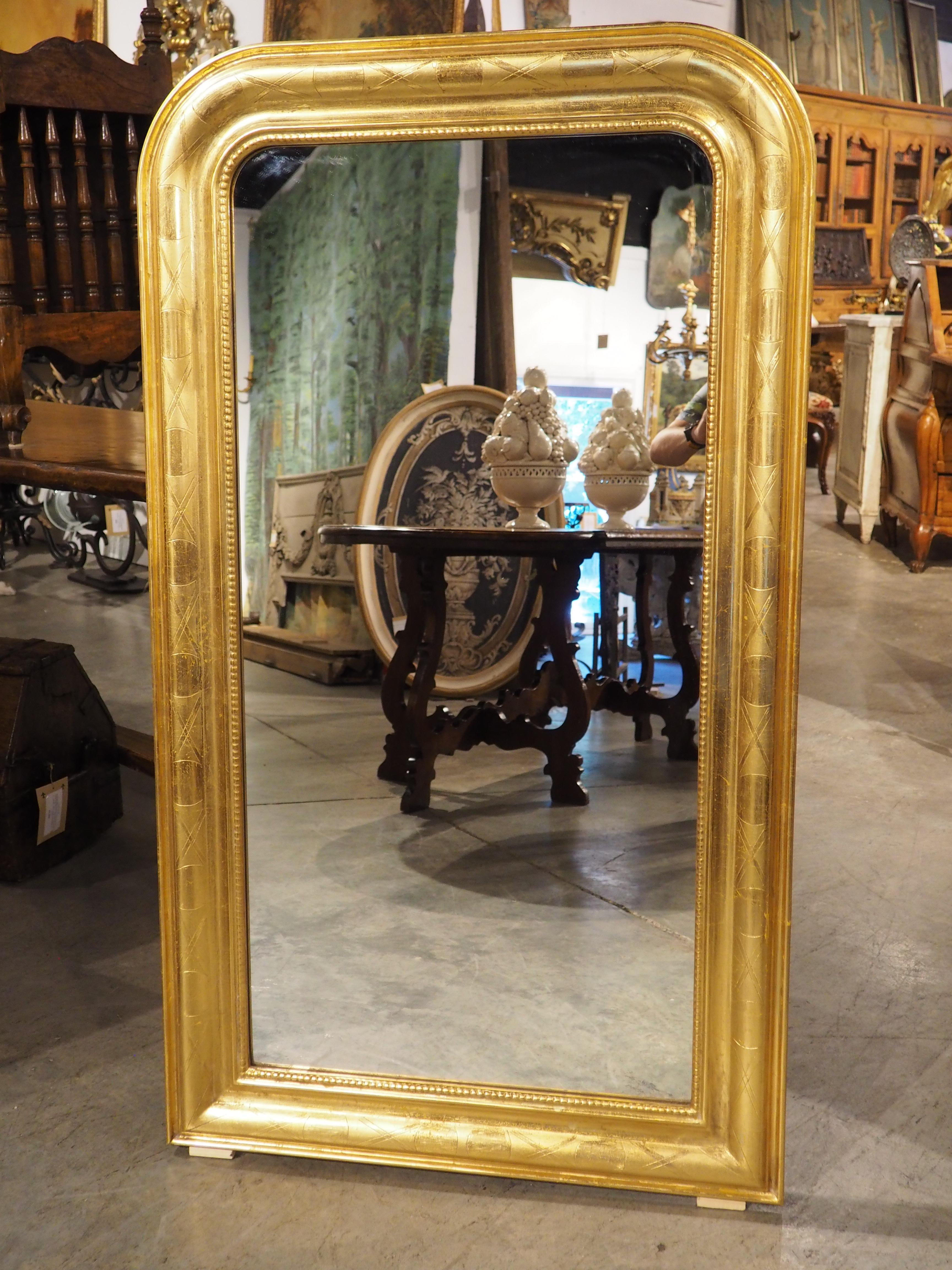 Pair of French Louis Philippe Style Gold Leaf Wall Mirrors, 20th Century 5