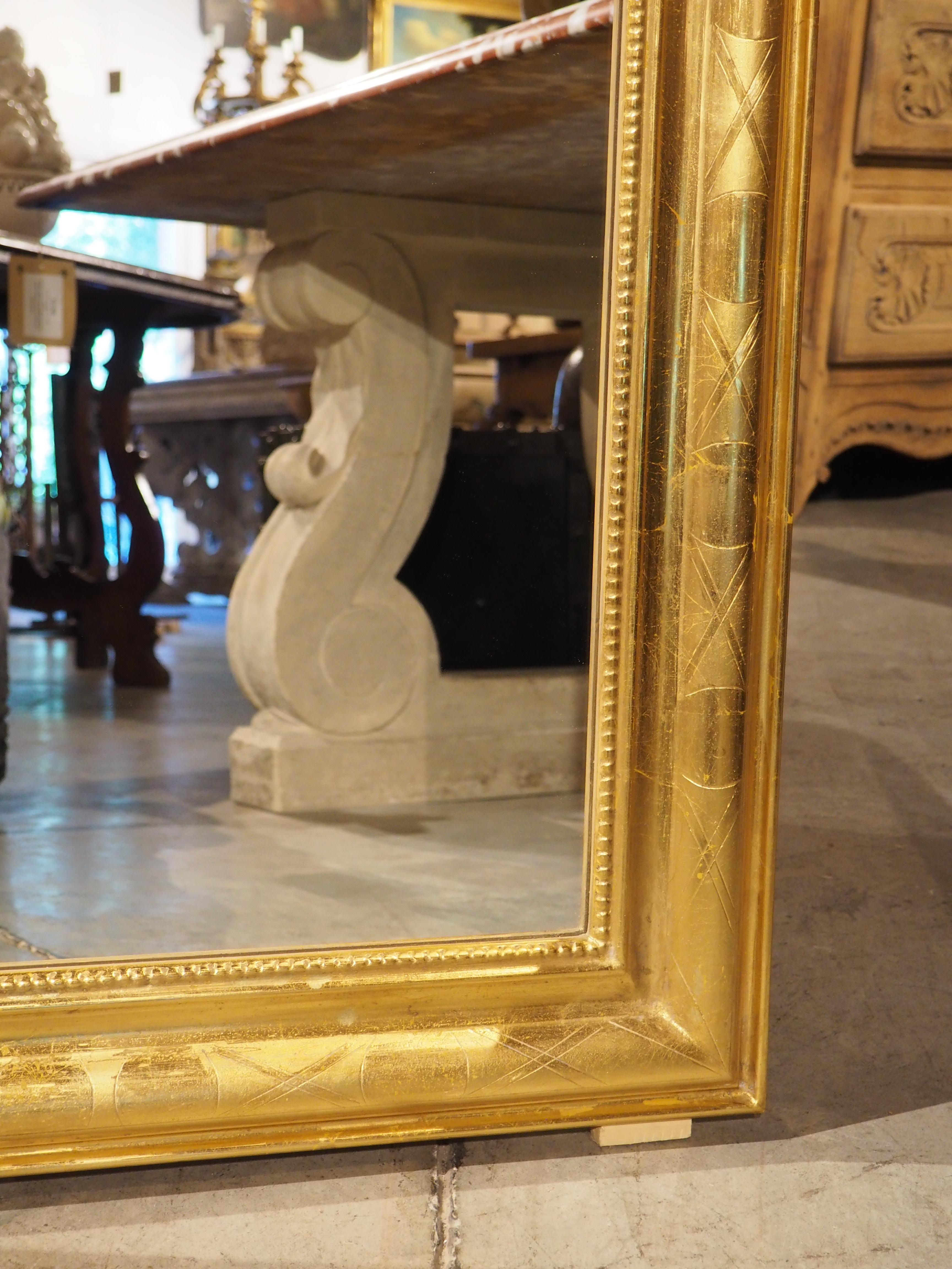 Pair of French Louis Philippe Style Gold Leaf Wall Mirrors, 20th Century 1