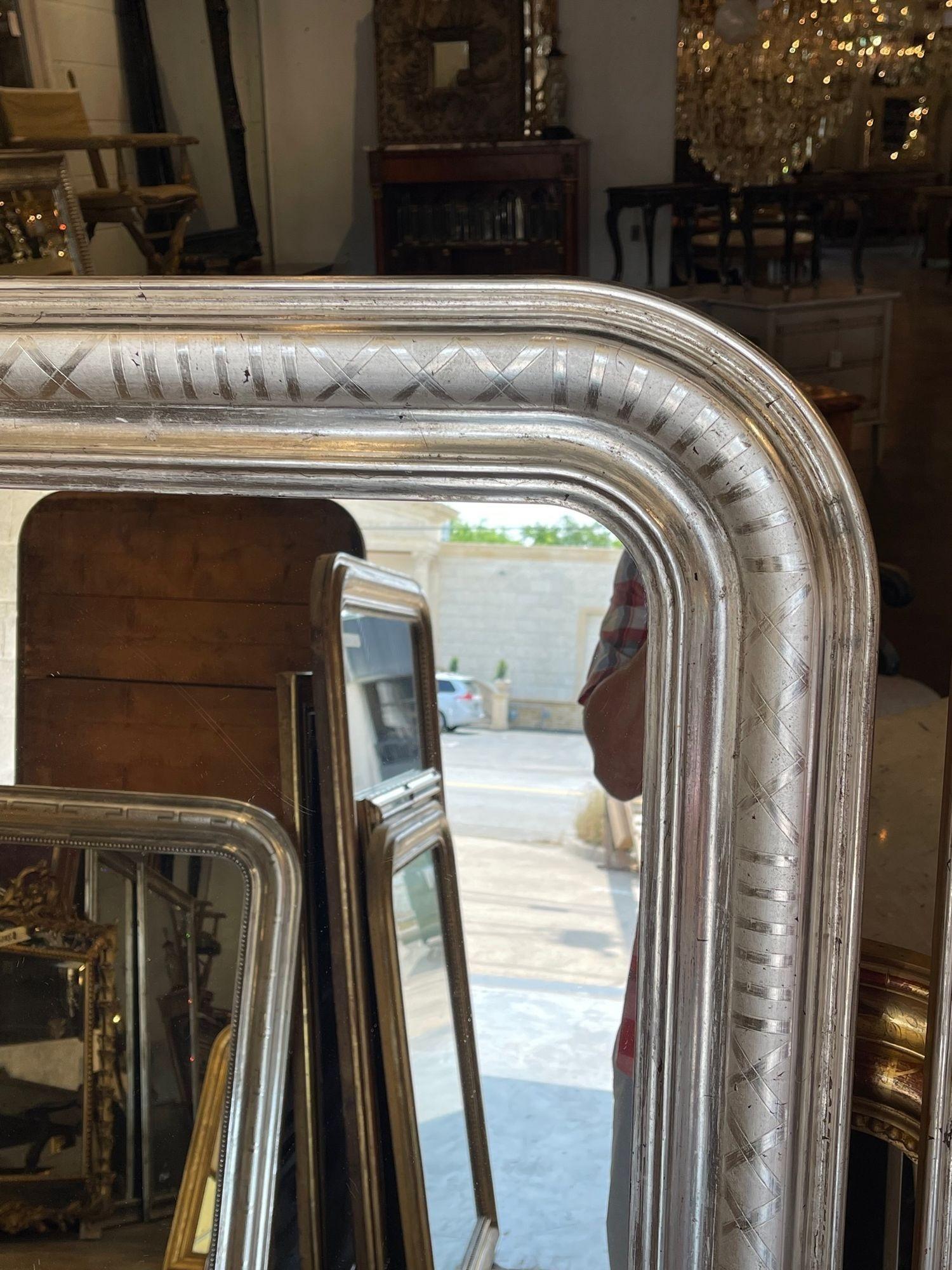 Pair of French Louis Philippe Style Mirror with Geometric Pattern In Good Condition In Dallas, TX