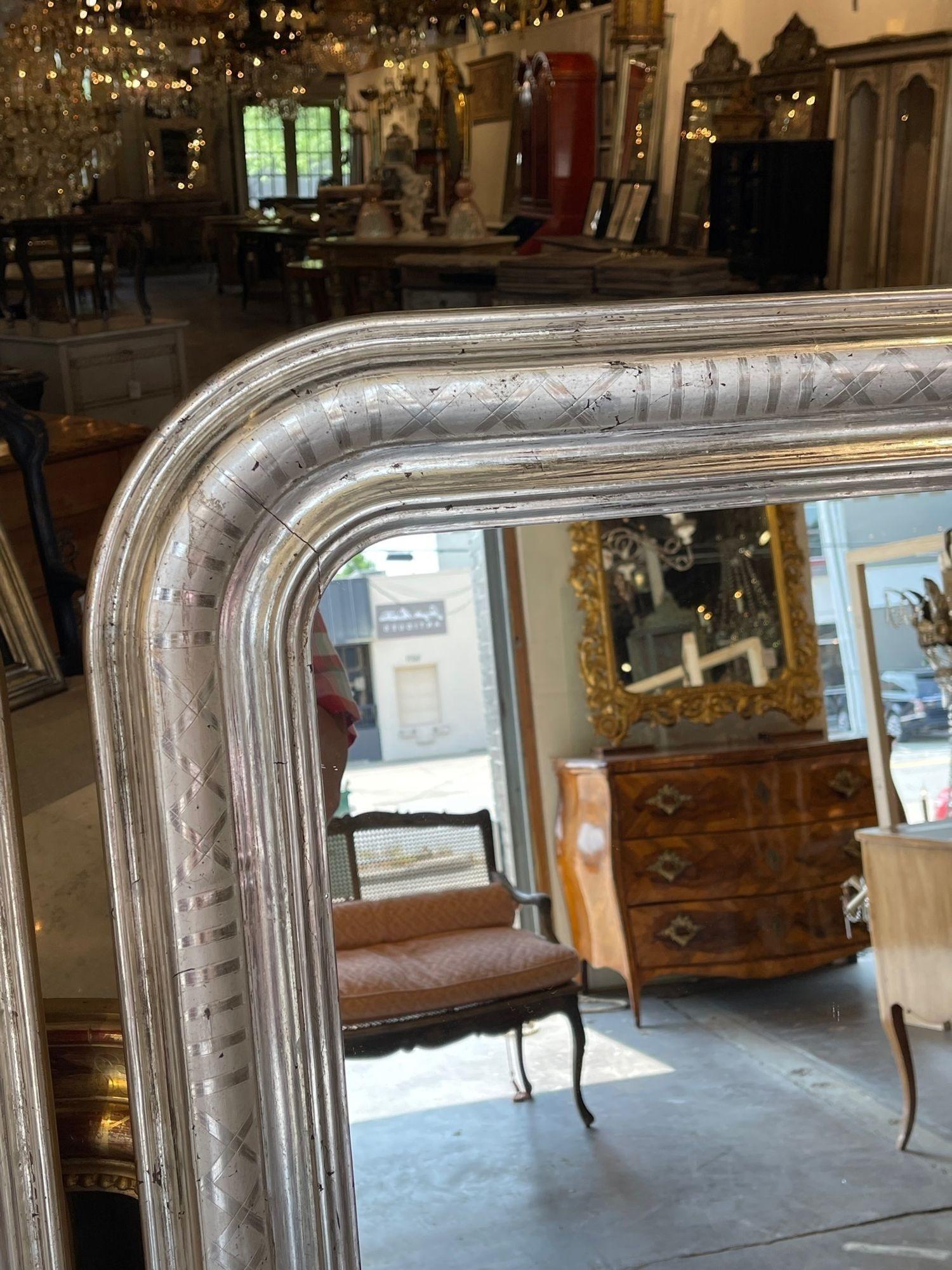 20th Century Pair of French Louis Philippe Style Mirror with Geometric Pattern