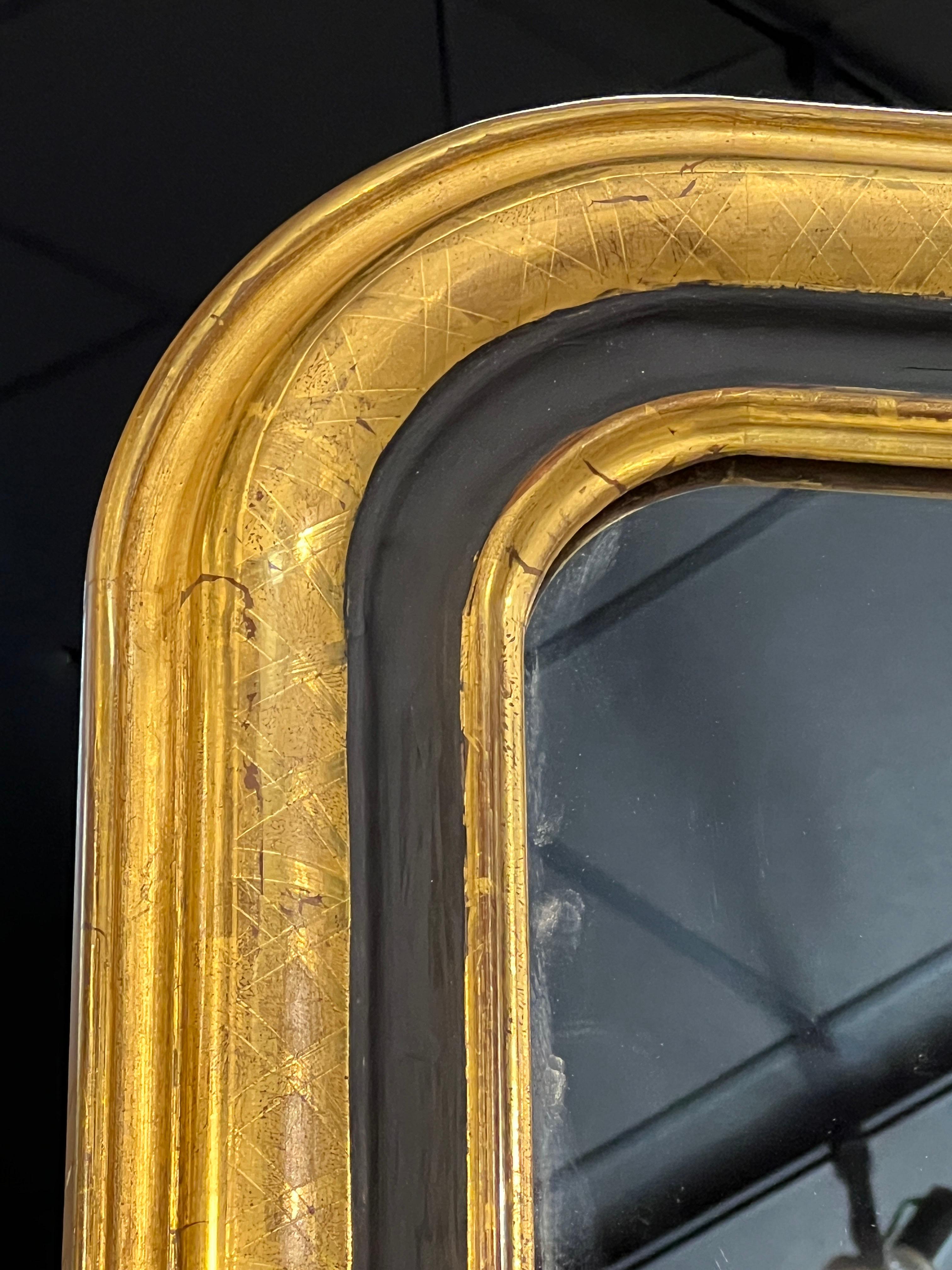 Paire de miroirs français de style Louis Philippe en or doré Bon état - En vente à Houston, US