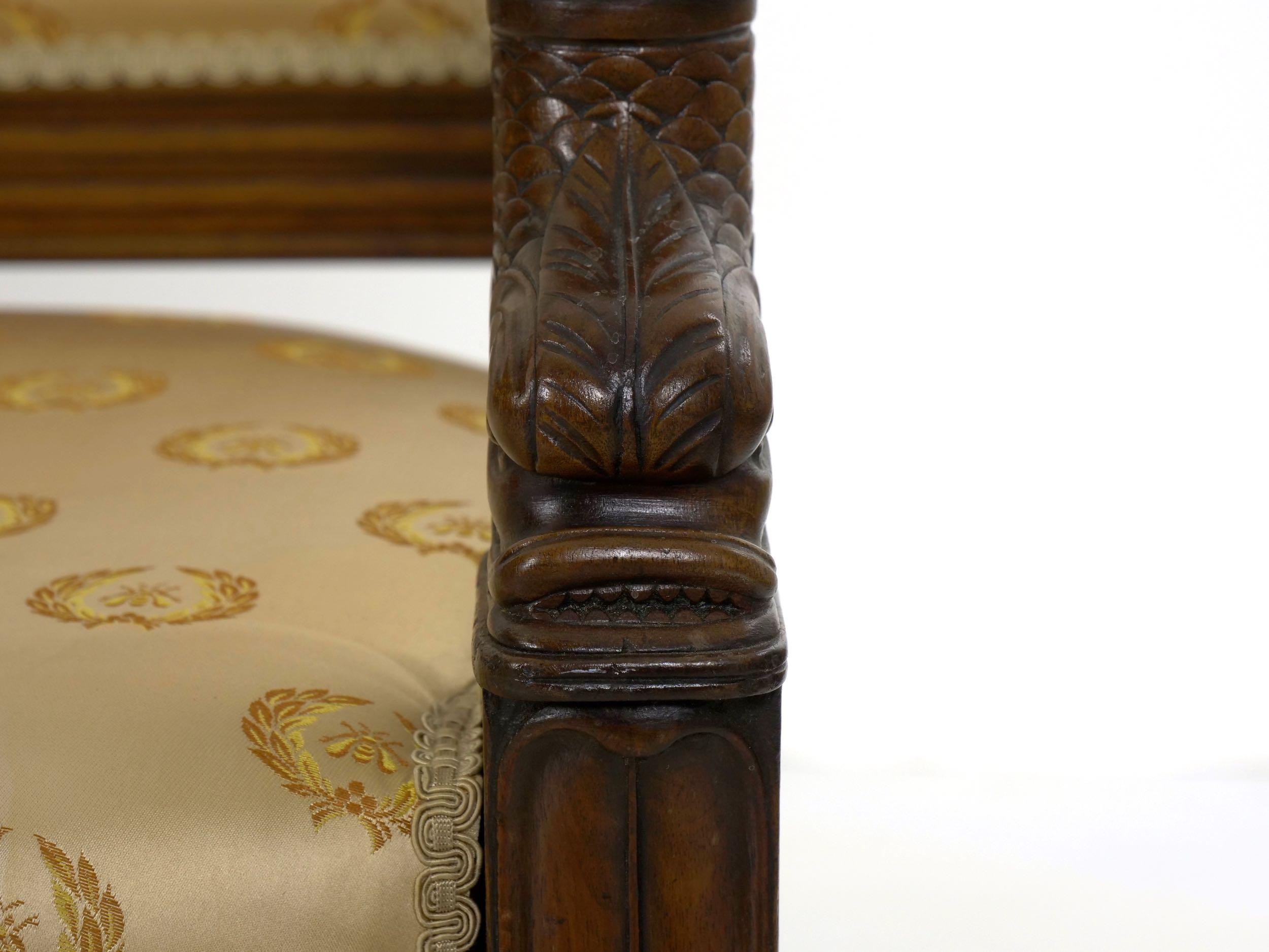 Pair of French Louis Phillipe Napoleonic Carved Mahogany Armchairs, circa 1840 10