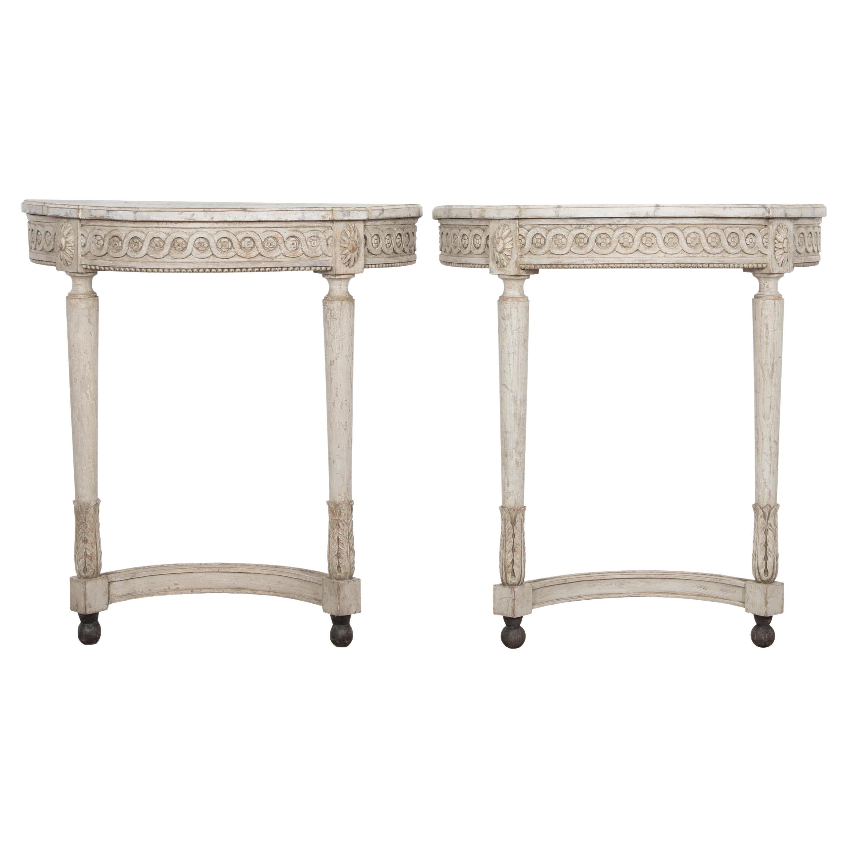 Pair of French Louis Seize Console Tables For Sale