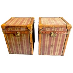 Pair of French Louis Vuitton-Style  Hat Trunks, c.1900