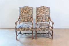 Pair of French Louis XIII Style 19th Century Os de Mouton Wooden Fauteuils