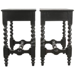 Pair of French Louis XIII-Style Ebonized Side Tables