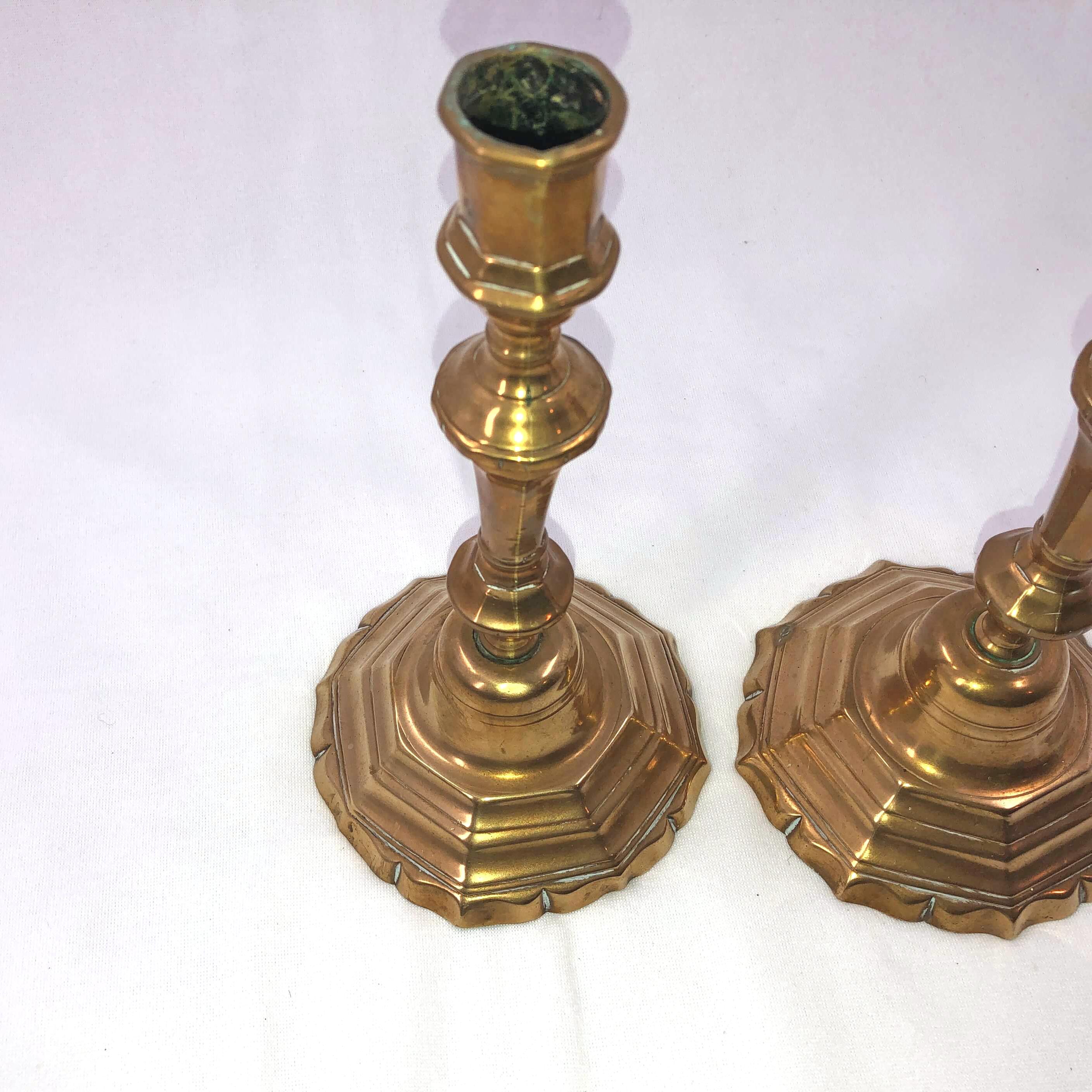 Pair of French Louis XIV Bronze Candlesticks In Fair Condition For Sale In Westwood, NJ