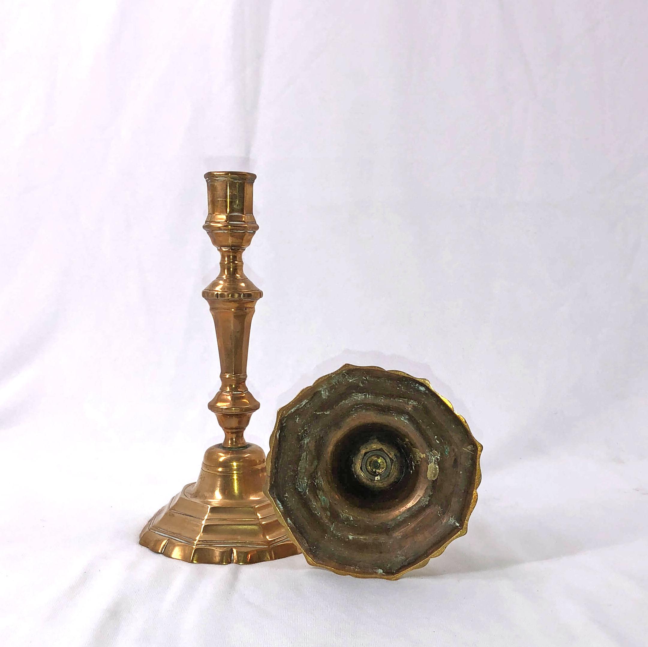 Mid-18th Century Pair of French Louis XIV Bronze Candlesticks For Sale