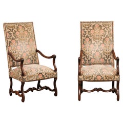 Pair of French Louis XIV Period 1710s Os de Mouton Fauteuils with Upholstery
