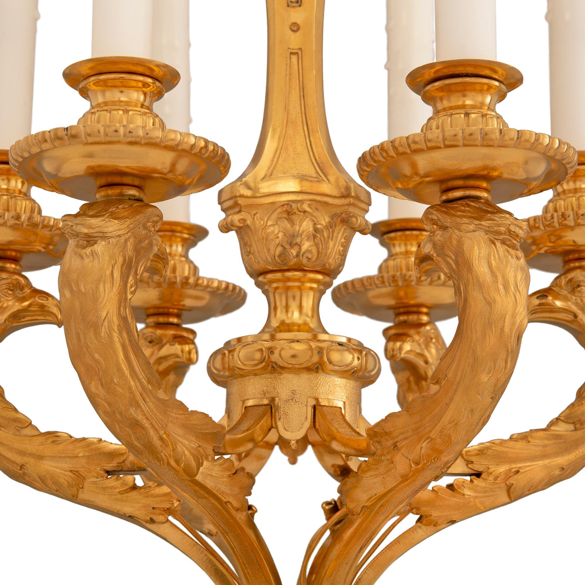 Pair of French Louis XIV St. Ormolu and Portoro Marble Candelabra Lamps For Sale 1