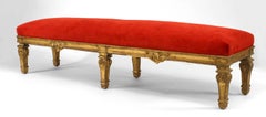 Pair of French Louis XIV Red Velvet Benches