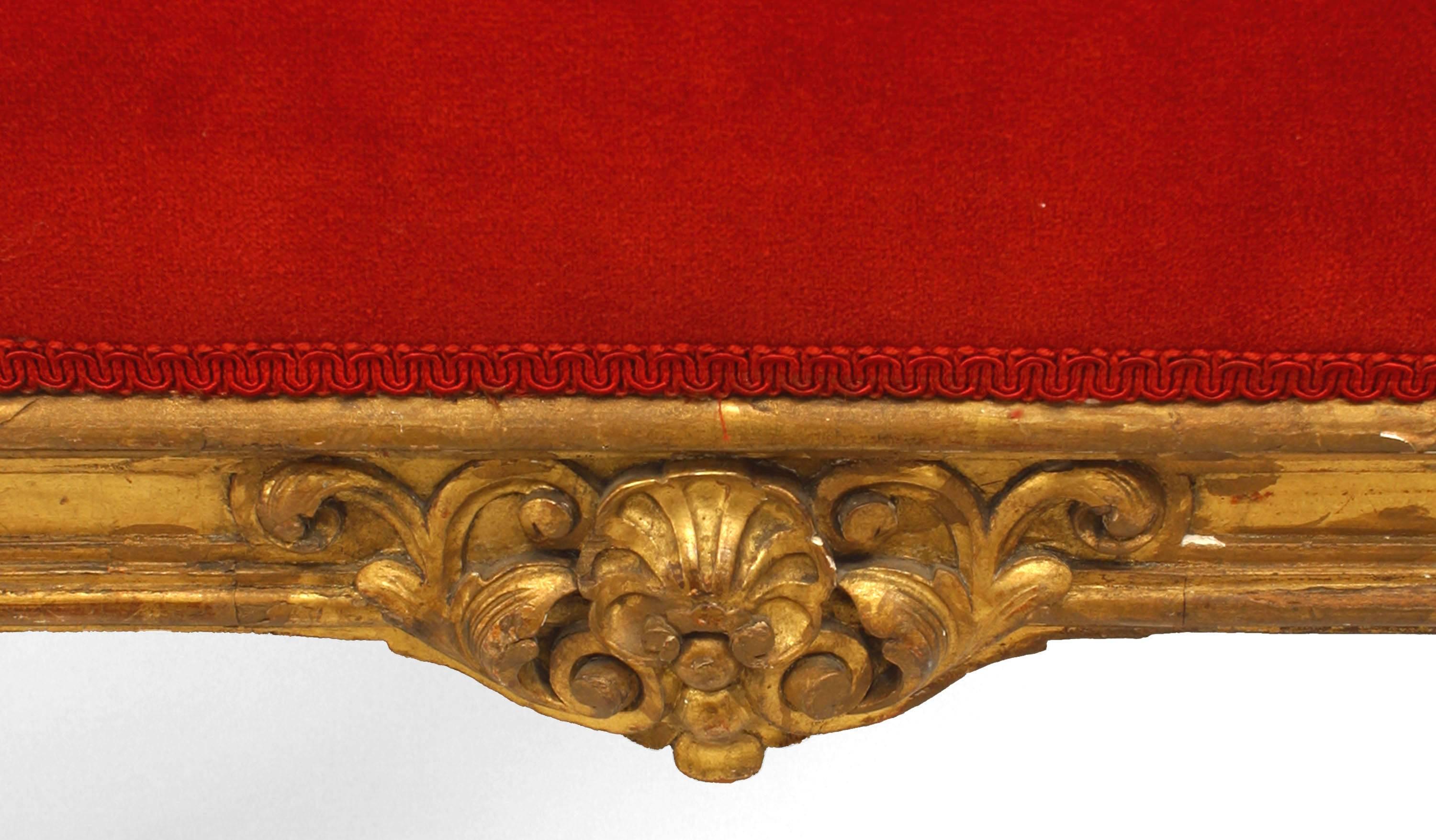 Francese Coppia di panche francesi Luigi XIV in velluto rosso in vendita
