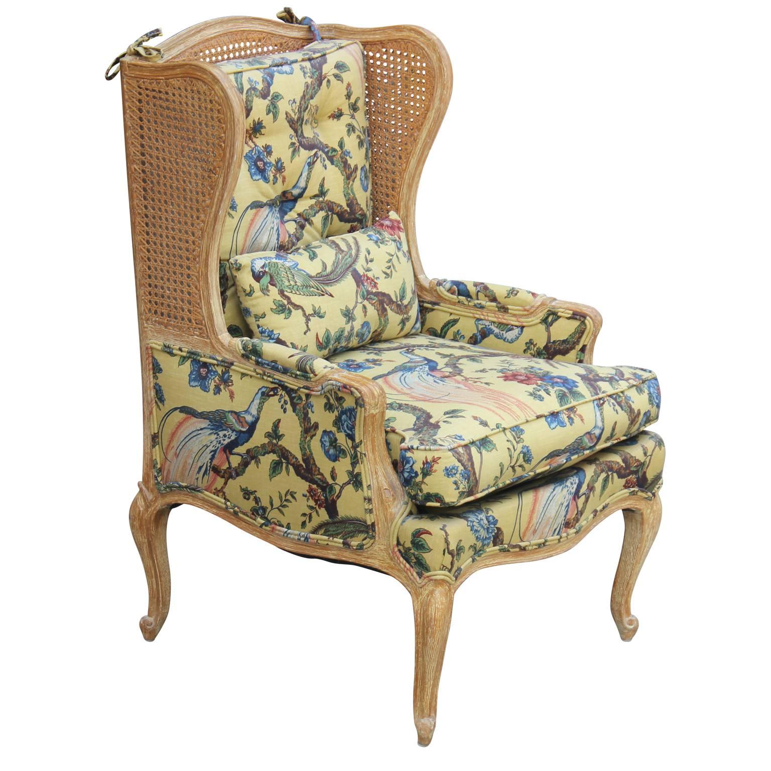 Mid-20th Century Pair of French Louis XIV Style Cane Bergère Lounge Chairs