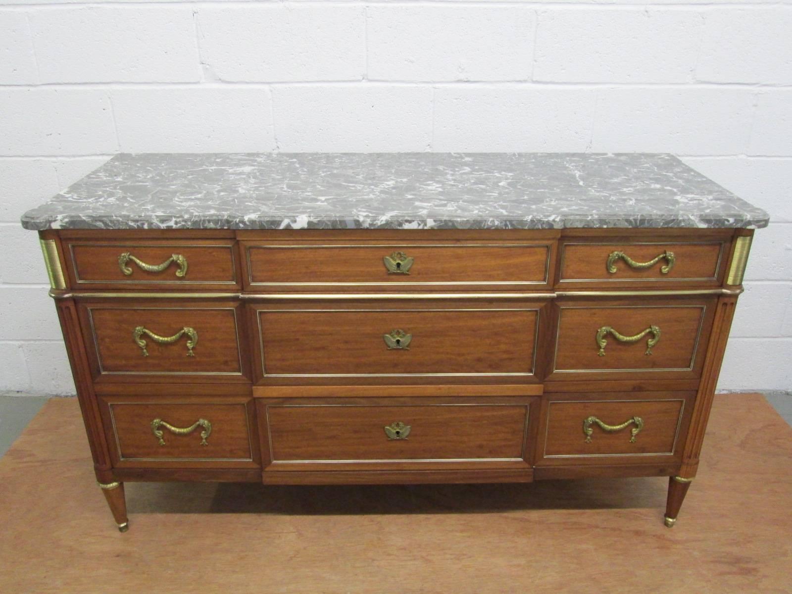 Pair of French Louis XIV Style Marble Top Dressers In Good Condition In New York, NY