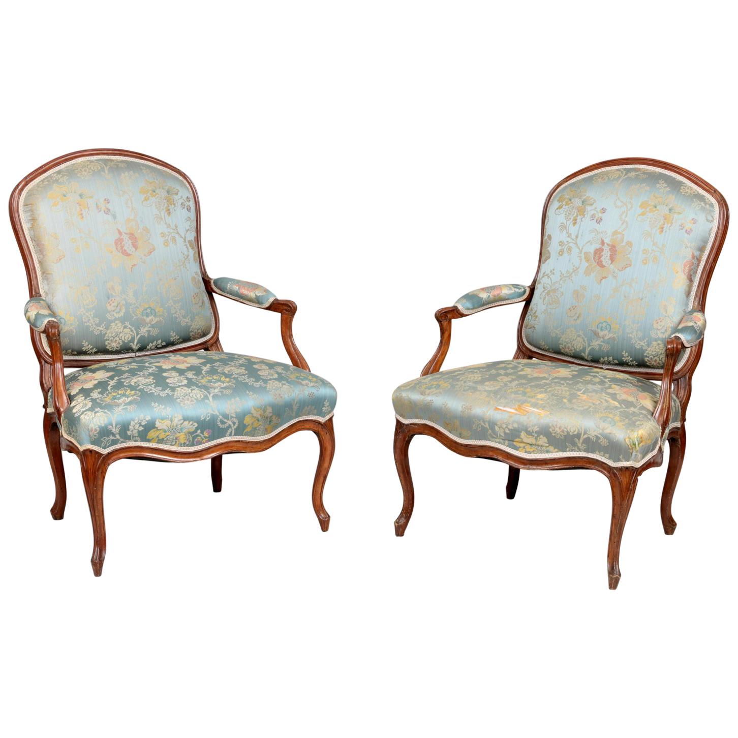 Pair of French Louis XV Armchairs, circa 1760