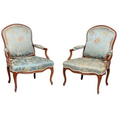 Antique Pair of French Louis XV Armchairs, circa 1760