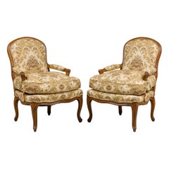Pair of French Louis XV Beige Armchairs