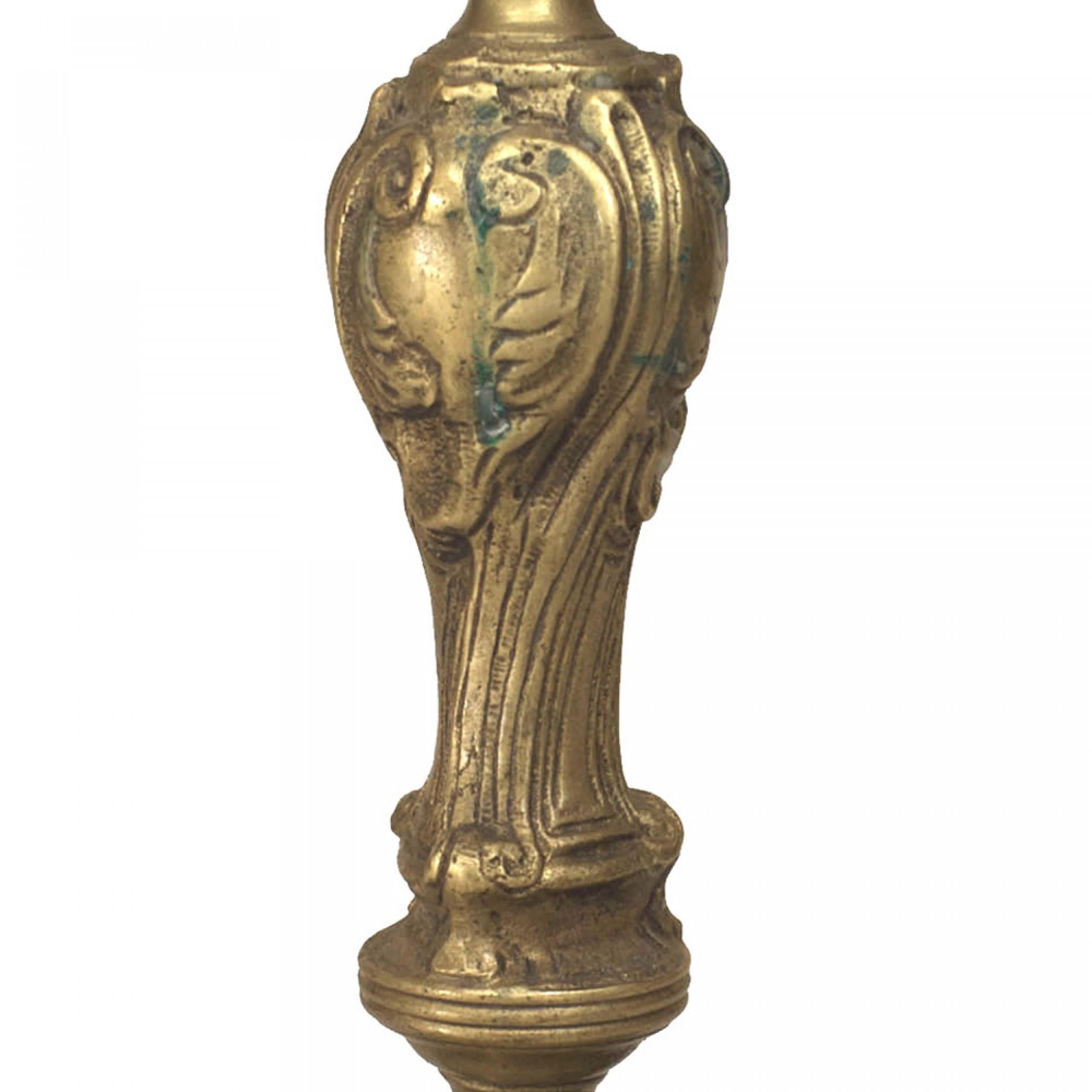 Hand-Crafted Pair of French Louis XV Bronze Candlesticks For Sale
