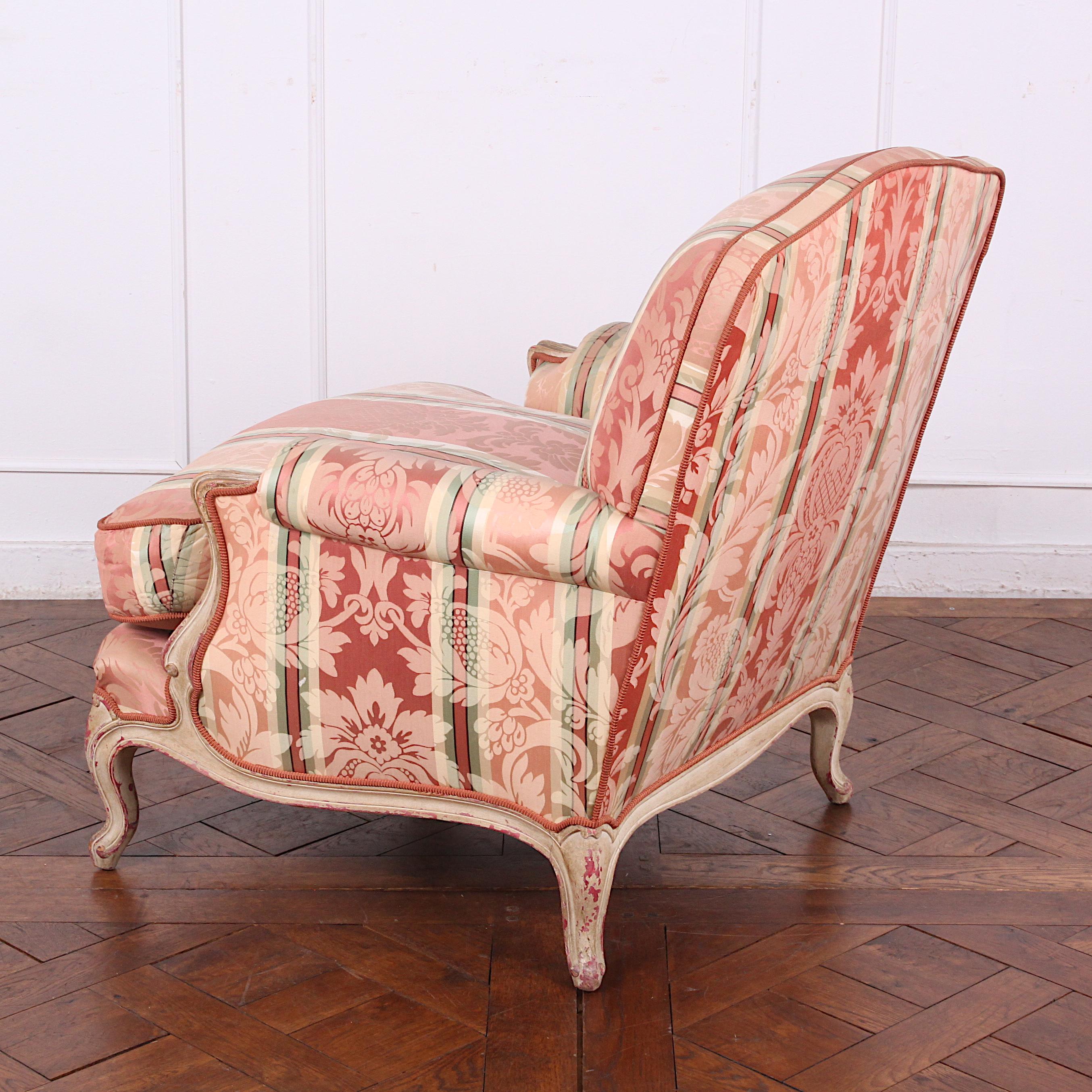 Pair of French Louis XV Carved and Painted Armchairs 6