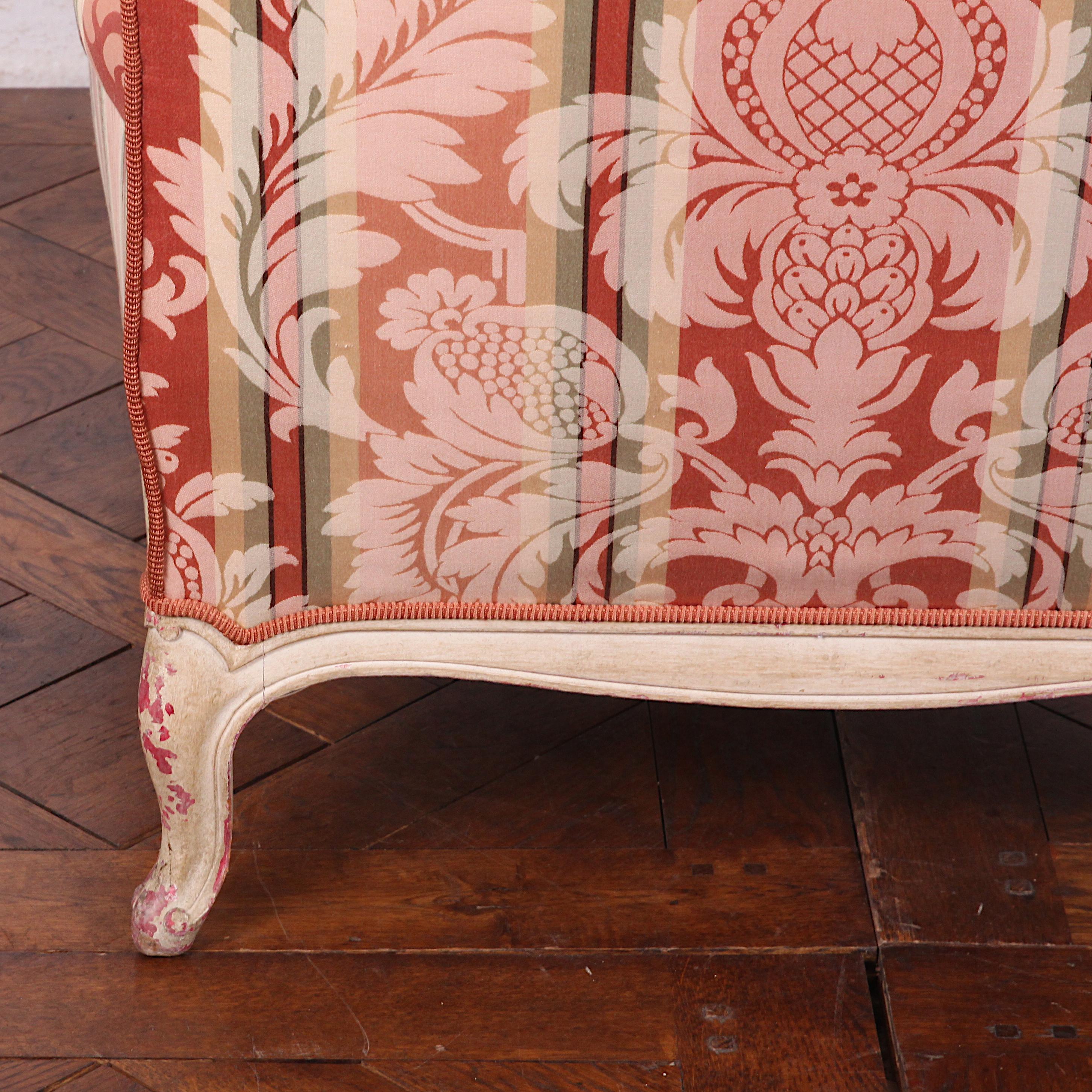 Pair of French Louis XV Carved and Painted Armchairs 4