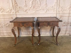 Pair of French Louis XV Faux-Leather Painted Side Tables