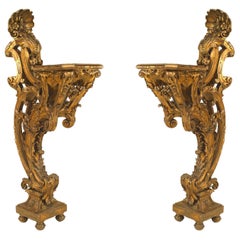 Pair of French Louis XV Gilt Rococo Pedestals
