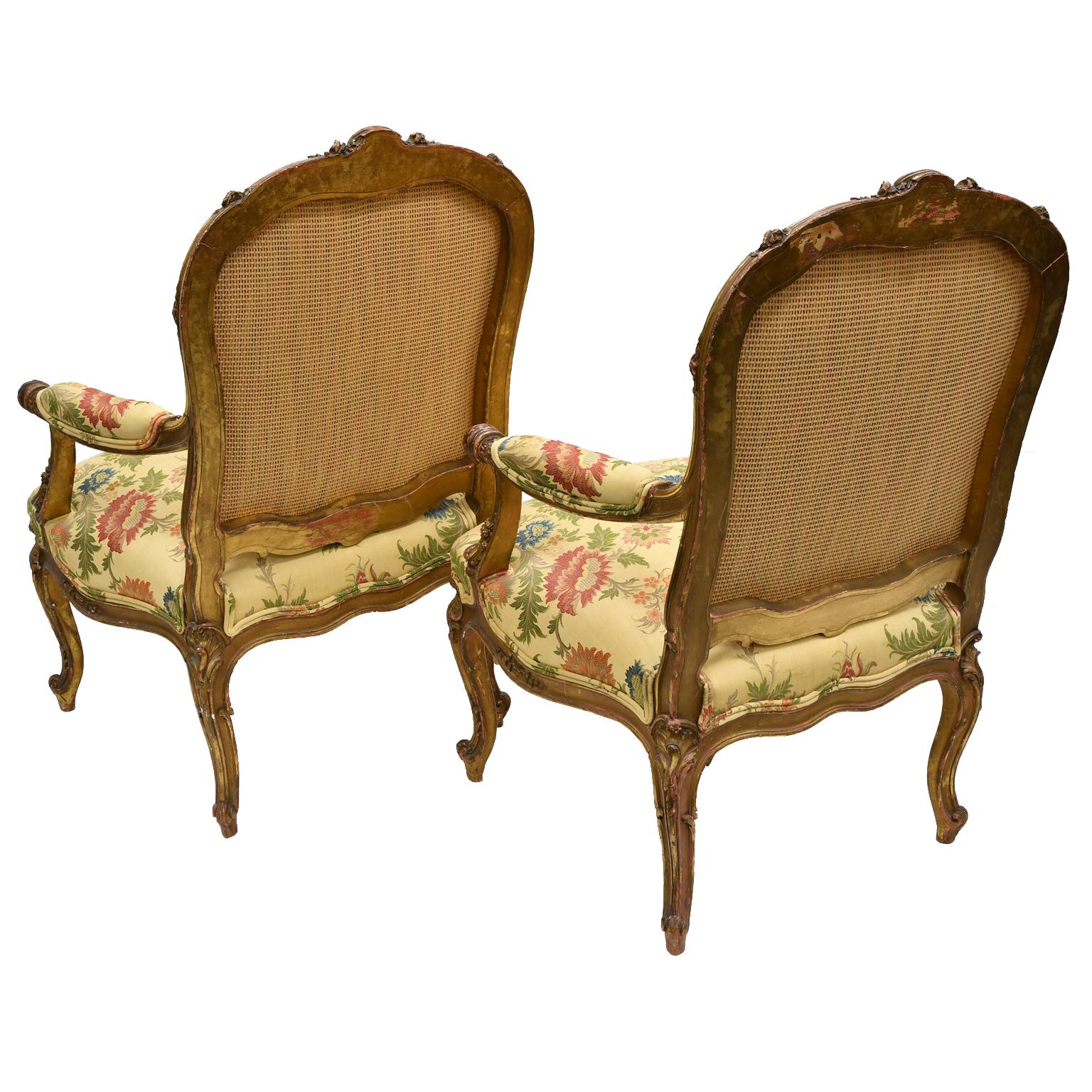 Pair of French Giltwood Armchairs/Fauteuil à la Reine by François Linke 6