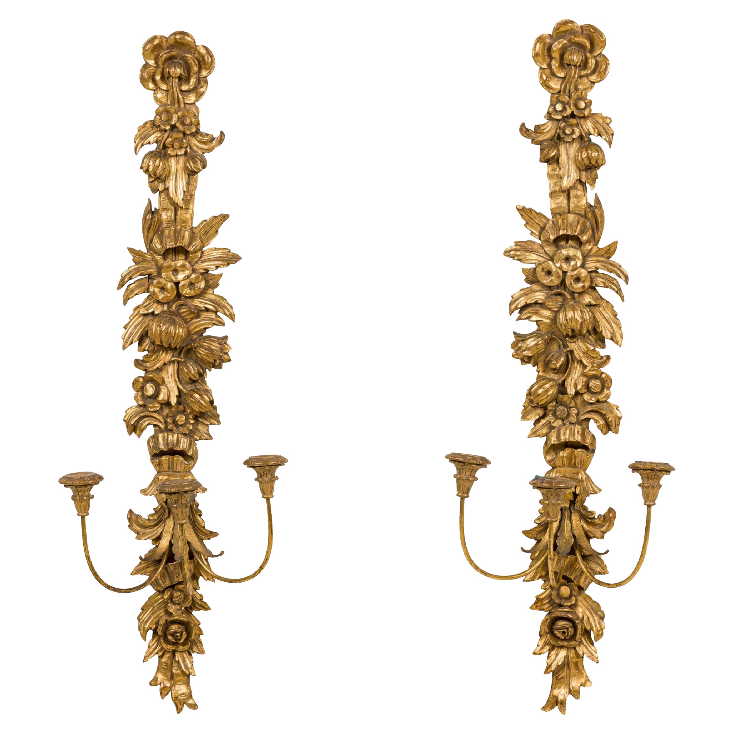 Pair of French Louis XV Giltwood Wall Sconce