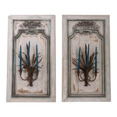Pair of French Louis XV Hand Painted and Carved Oak Boiserie Panels