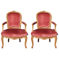 Pair of French Louis XV Lounge Chairs COM