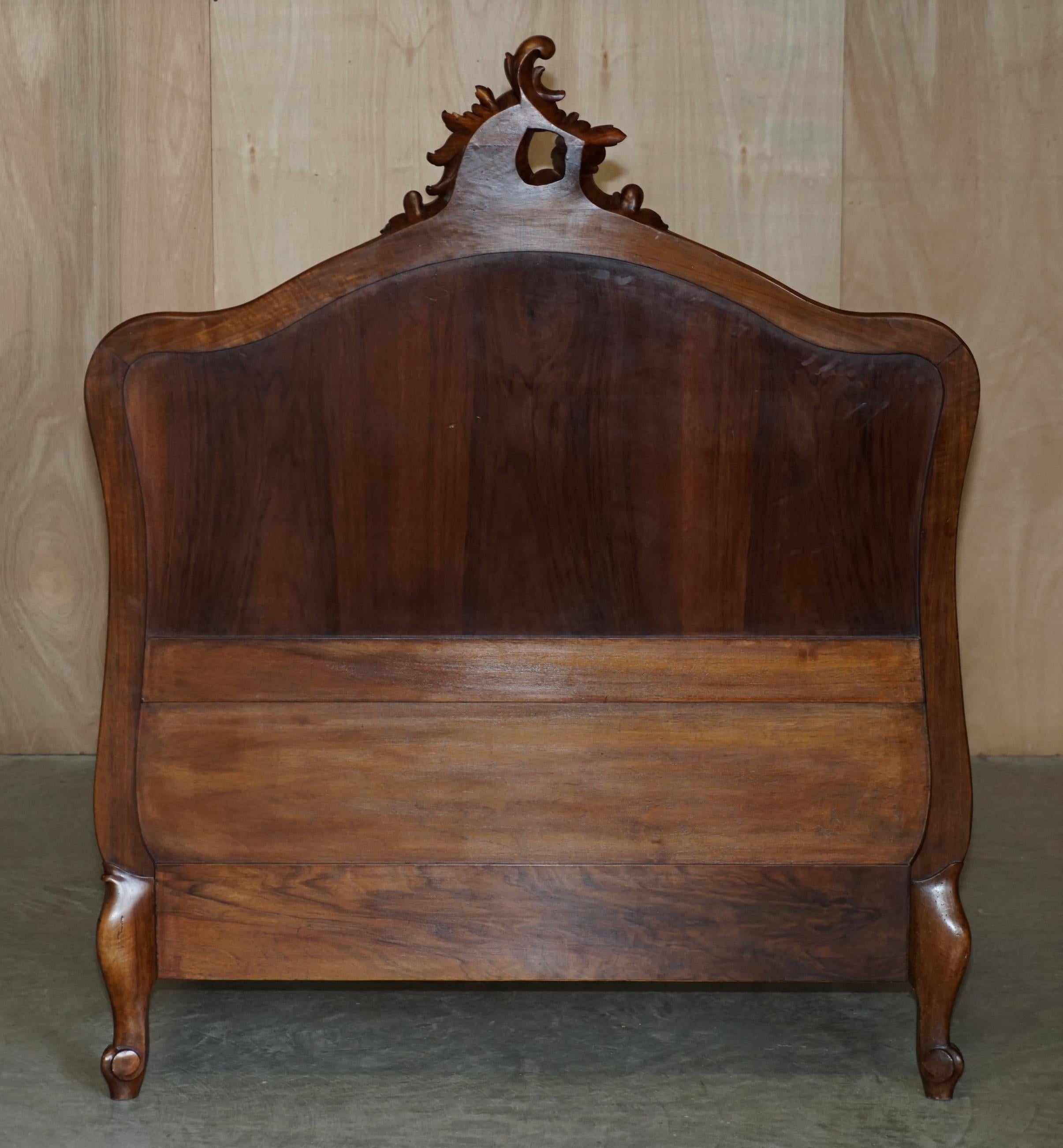 Pair of French Louis XV Napoleon III Ornately Carved Bed Stead Frames in Walnut For Sale 13