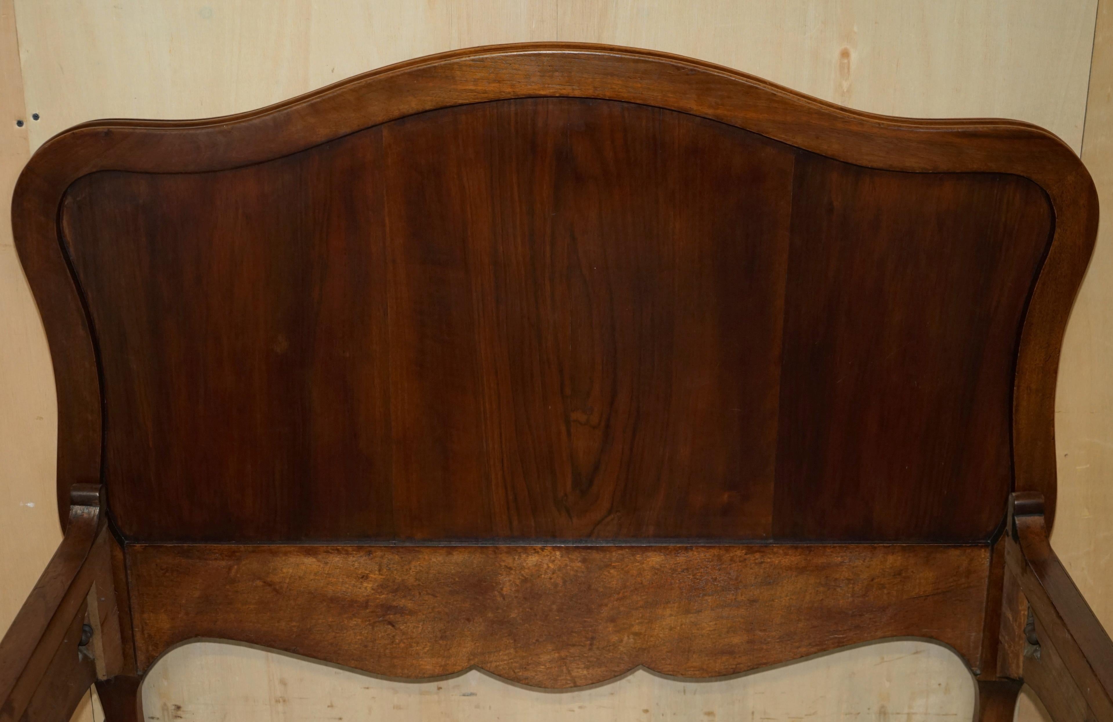Pair of French Louis XV Napoleon III Ornately Carved Bed Stead Frames in Walnut For Sale 14