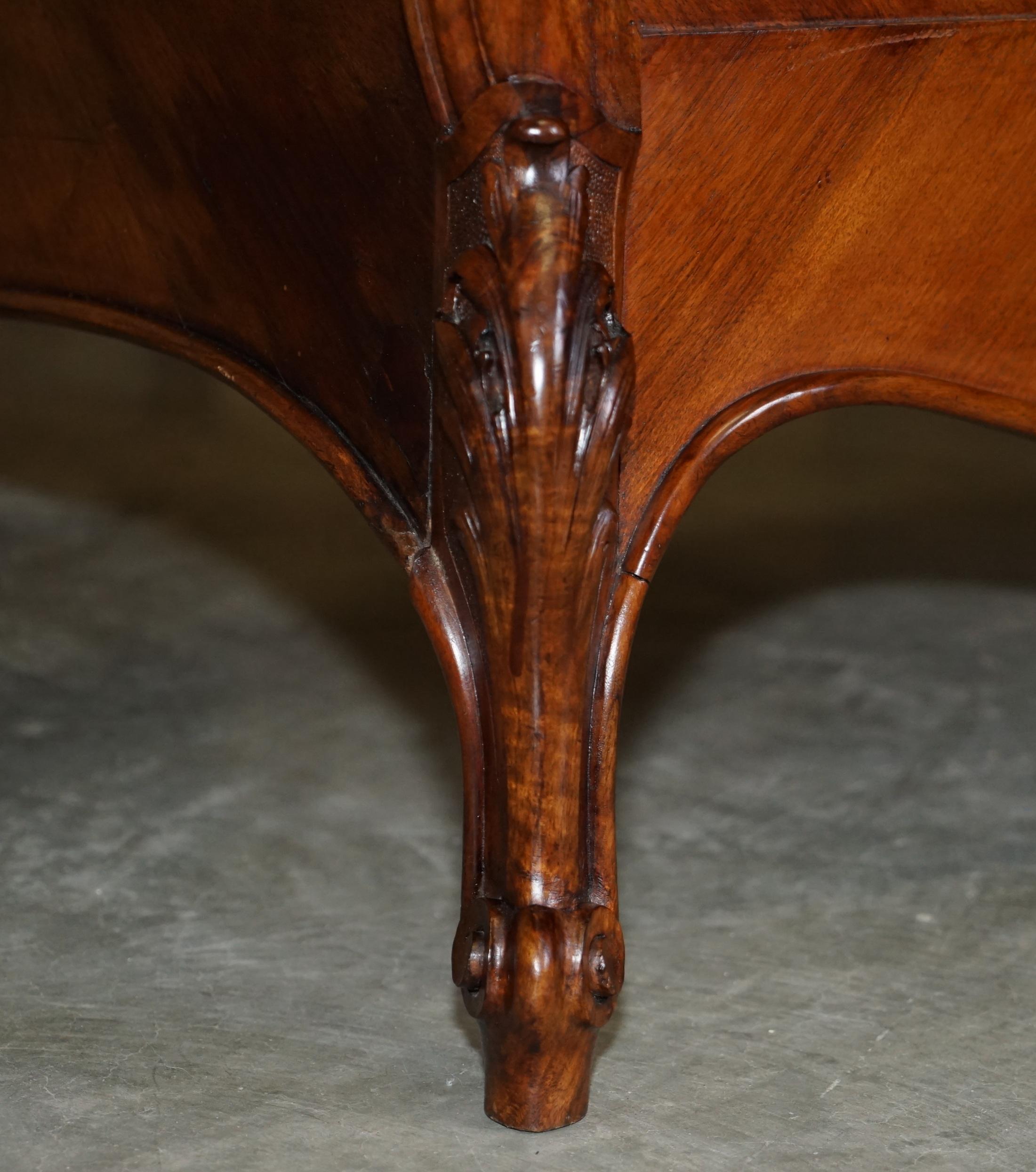 Pair of French Louis XV Napoleon III Ornately Carved Bed Stead Frames in Walnut For Sale 2