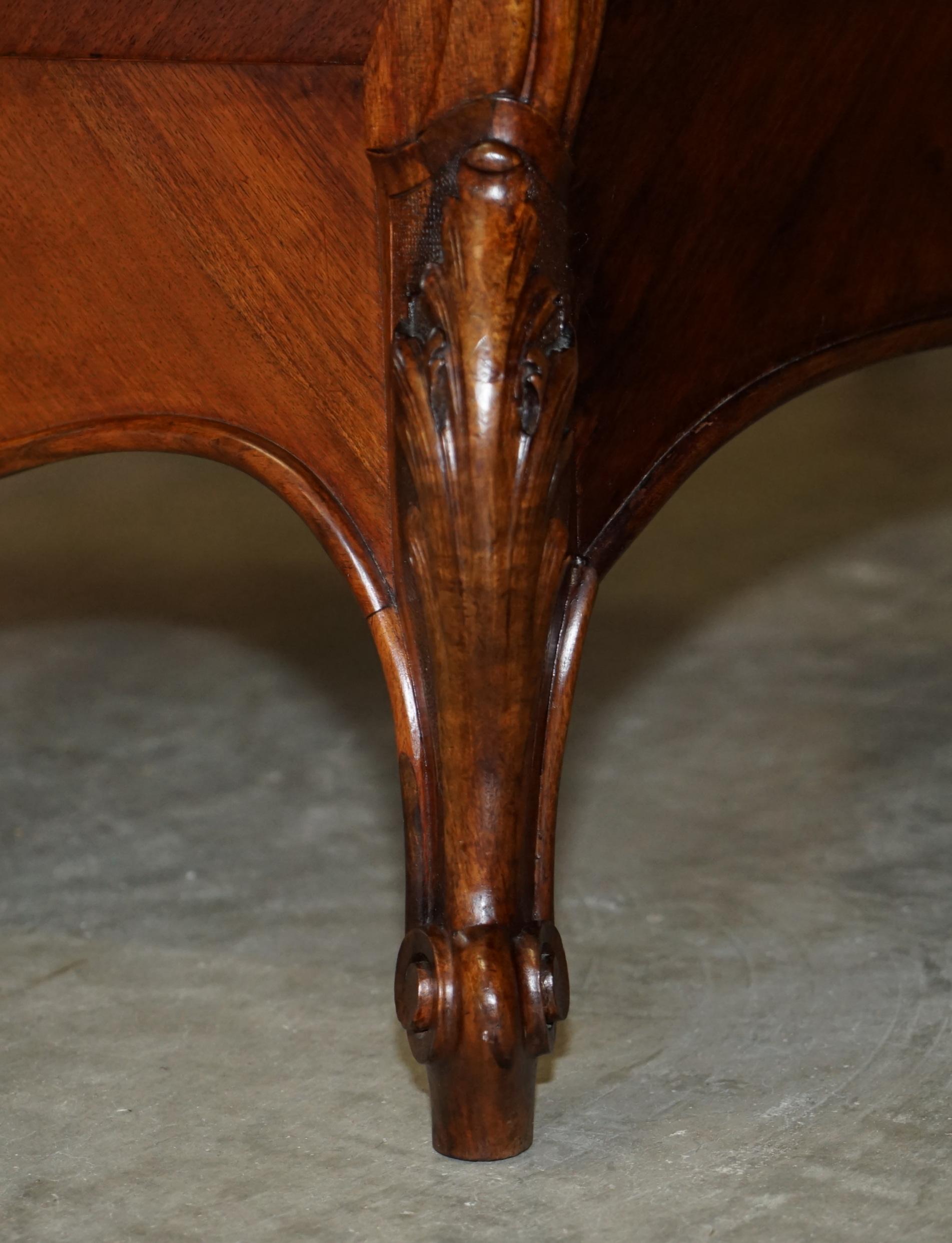 Pair of French Louis XV Napoleon III Ornately Carved Bed Stead Frames in Walnut For Sale 3